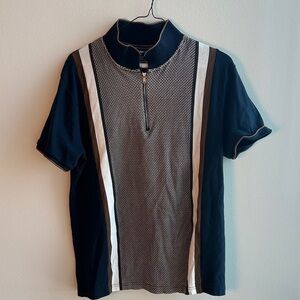 Fashion Nova Black and Gray Polo Shirt